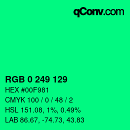 Color code: RGB 0 249 129 | qconv.com