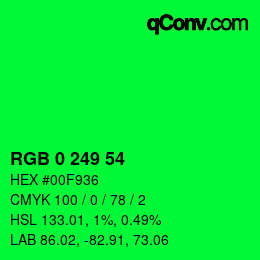 Color code: RGB 0 249 54 | qconv.com