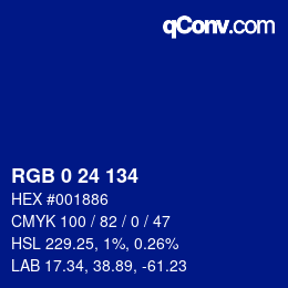 Color code: RGB 0 24 134 | qconv.com