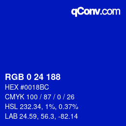 カラーコード: RGB 0 24 188 | qconv.com