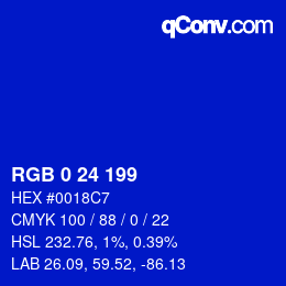 カラーコード: RGB 0 24 199 | qconv.com