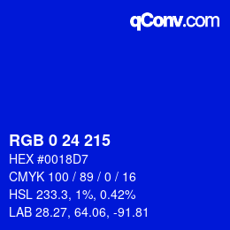 Color code: RGB 0 24 215 | qconv.com