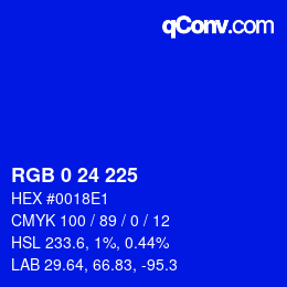 颜色代码: RGB 0 24 225 | qconv.com