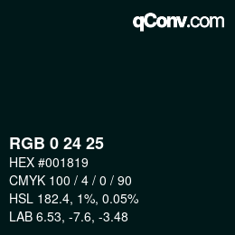 Color code: RGB 0 24 25 | qconv.com