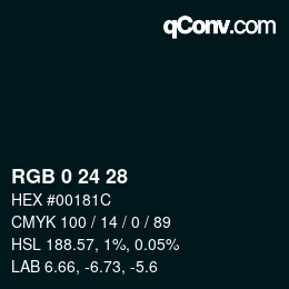 Color code: RGB 0 24 28 | qconv.com