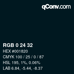 カラーコード: RGB 0 24 32 | qconv.com