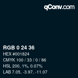 カラーコード: RGB 0 24 36 | qconv.com