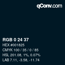 Color code: RGB 0 24 37 | qconv.com