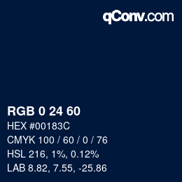 カラーコード: RGB 0 24 60 | qconv.com