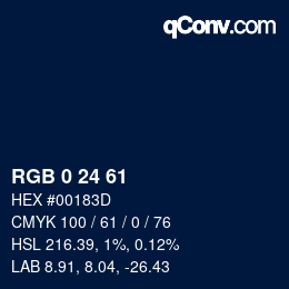 カラーコード: RGB 0 24 61 | qconv.com