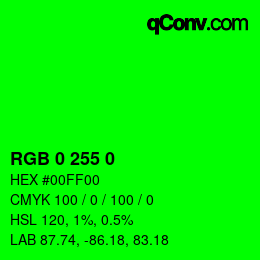 Code couleur: RGB 0 255 0 | qconv.com