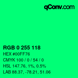 Color code: RGB 0 255 118 | qconv.com