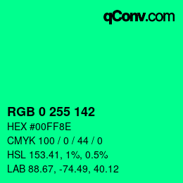 Color code: RGB 0 255 142 | qconv.com