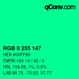 Color code: RGB 0 255 147 | qconv.com