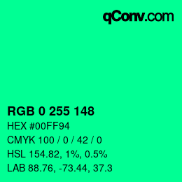 Color code: RGB 0 255 148 | qconv.com