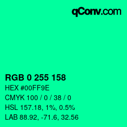 Color code: RGB 0 255 158 | qconv.com