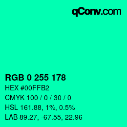 Color code: RGB 0 255 178 | qconv.com