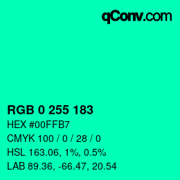 Color code: RGB 0 255 183 | qconv.com