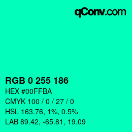 Farbcode: RGB 0 255 186 | qconv.com