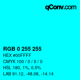 颜色代码: RGBA 0 255 255 1 | qconv.com