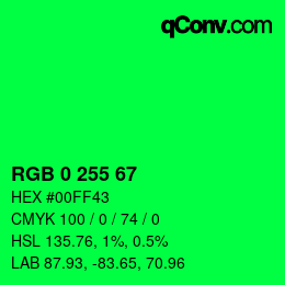 Color code: RGB 0 255 67 | qconv.com