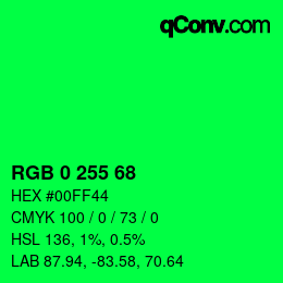 カラーコード: RGB 0 255 68 | qconv.com