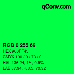 Color code: RGB 0 255 69 | qconv.com