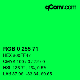 Color code: RGB 0 255 71 | qconv.com