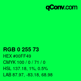 Color code: RGB 0 255 73 | qconv.com