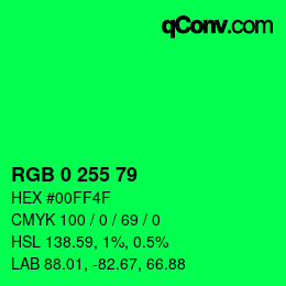 Color code: RGB 0 255 79 | qconv.com