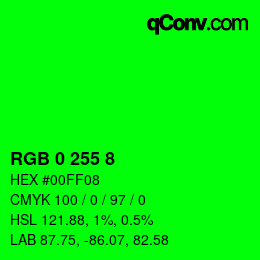 Color code: RGB 0 255 8 | qconv.com