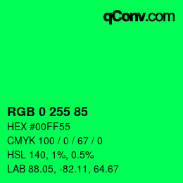 カラーコード: RGB 0 255 85 | qconv.com