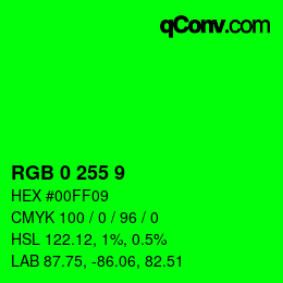 Color code: RGB 0 255 9 | qconv.com