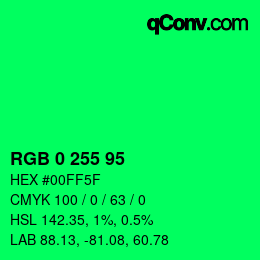颜色代码: RGB 0 255 95 | qconv.com
