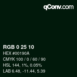 Color code: RGB 0 25 10 | qconv.com