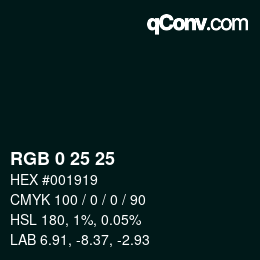 Color code: RGB 0 25 25 | qconv.com