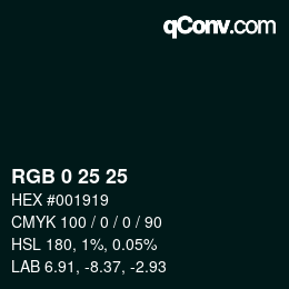カラーコード: RGB 0 25 25 | qconv.com