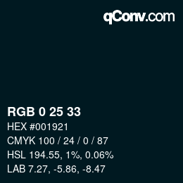 カラーコード: RGB 0 25 33 | qconv.com