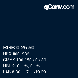 カラーコード: RGB 0 25 50 | qconv.com