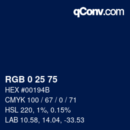 颜色代码: RGB 0 25 75 | qconv.com