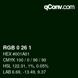 颜色代码: RGB 0 26 1 | qconv.com
