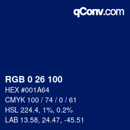 カラーコード: RGB 0 26 100 | qconv.com