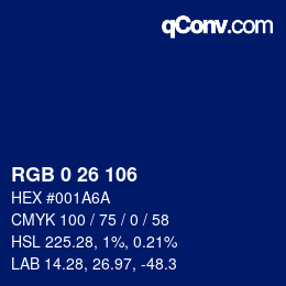 Color code: RGB 0 26 106 | qconv.com