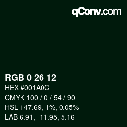 Color code: RGB 0 26 12 | qconv.com