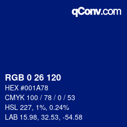 颜色代码: RGB 0 26 120 | qconv.com