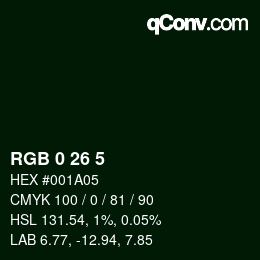 カラーコード: RGB 0 26 5 | qconv.com