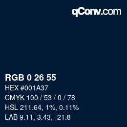 Farbcode: RGB 0 26 55 | qconv.com