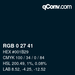 颜色代码: RGB 0 27 41 | qconv.com