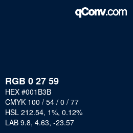 カラーコード: RGB 0 27 59 | qconv.com