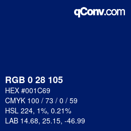 カラーコード: RGB 0 28 105 | qconv.com